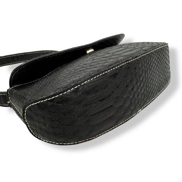 Y2K TOMMY HILFIGER black snakeskin super mini shoulder bag - Picture 4 of 14